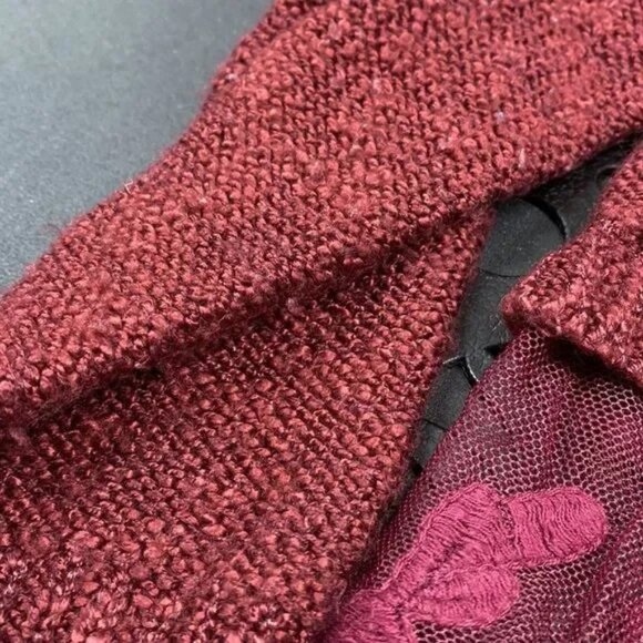 BY DESIGN WOMEN'S WINE RED LACE HEM SWEATER‎ SIZE LARGE - Picture 8 of 8